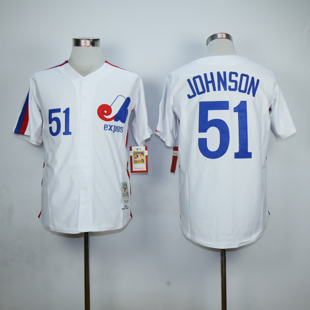 Men Montreal Expos #51 Johnson White MLB Jerseys